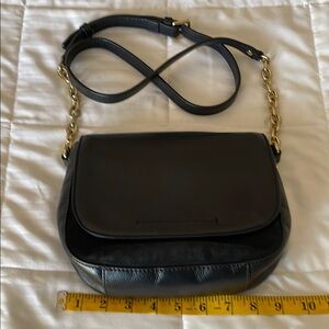 Banana Republic Black Leather Crossbody Bag with Gold Accents